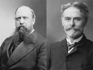 Othniel C. Marsh à esquerda e Edward D. Cope à direita.