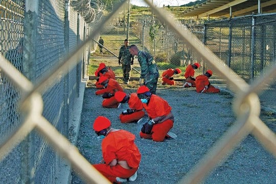 Baía de Guantánamo, Cuba, onde os detidos são mantidos "em quarentena". (Zuma Press/Eyevine)